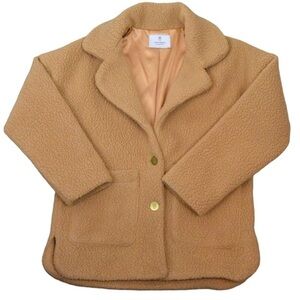 Dudley Stephens Rockland Sherpa Fleece Teddy Coat Jacket Camel Color Size Small